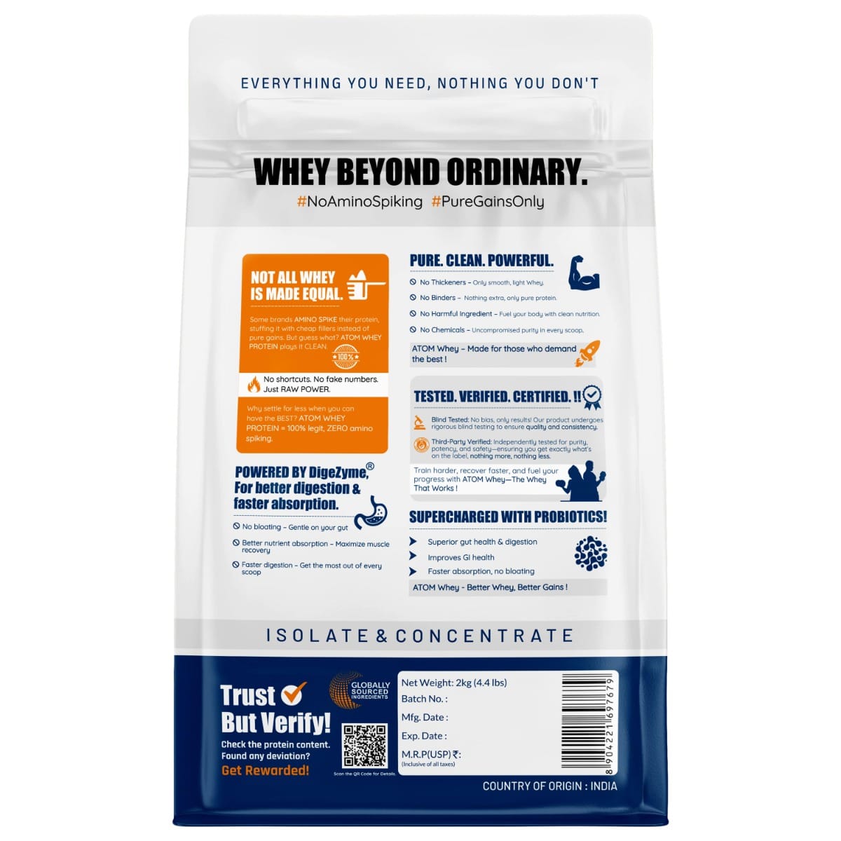 AS IT IS ATOM WHEY 2kg WITH 27GM PROTEIN