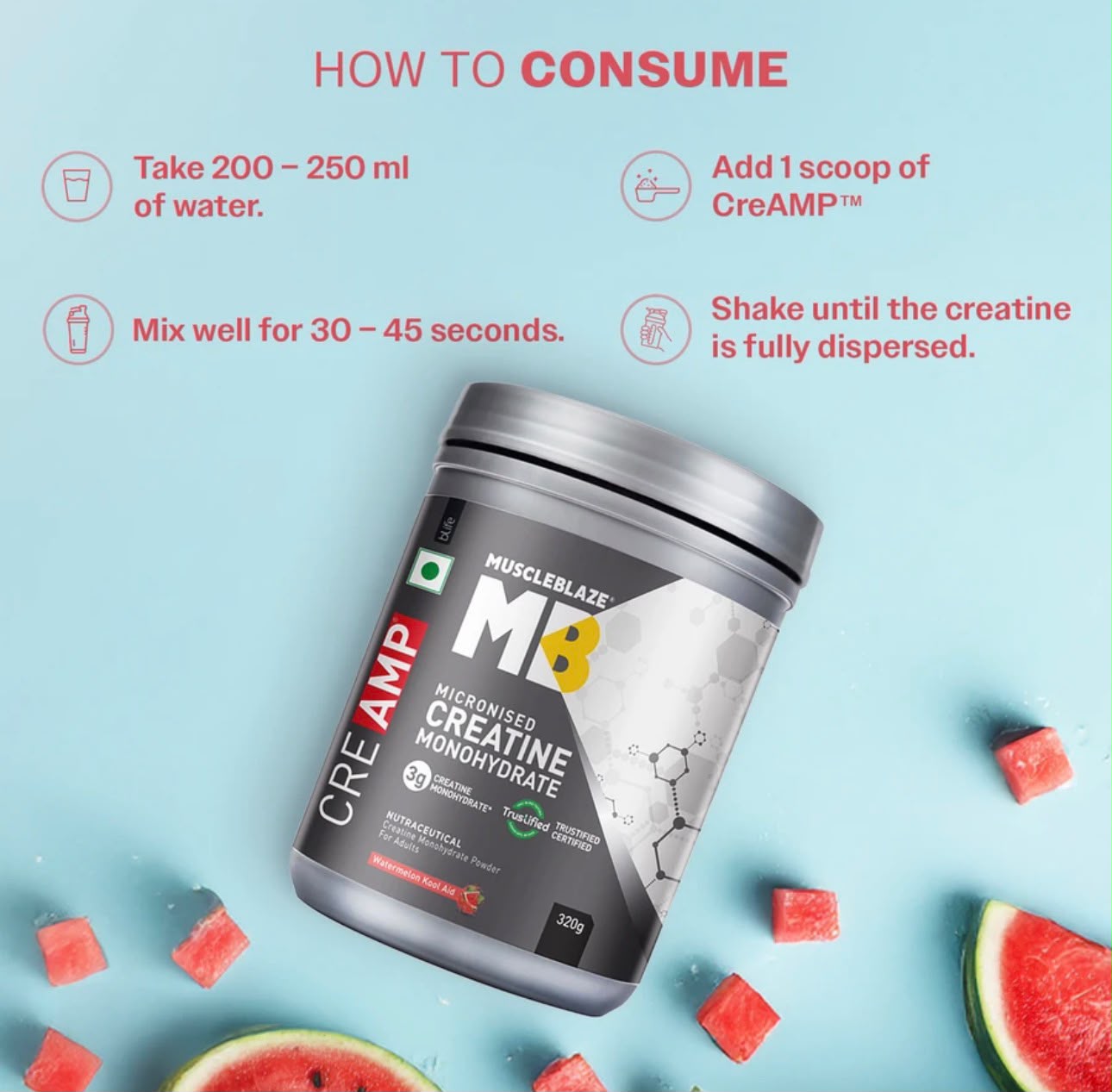MUSCLEBLAZE MICRONIZED MONOHYDRATE CREAMP  CREATINE 320GM
