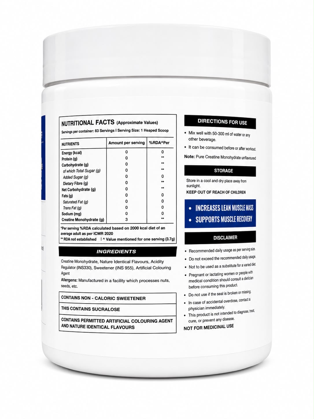 WELLCORE CREATINE MONOHYDRATE 307GM FLAVOURED