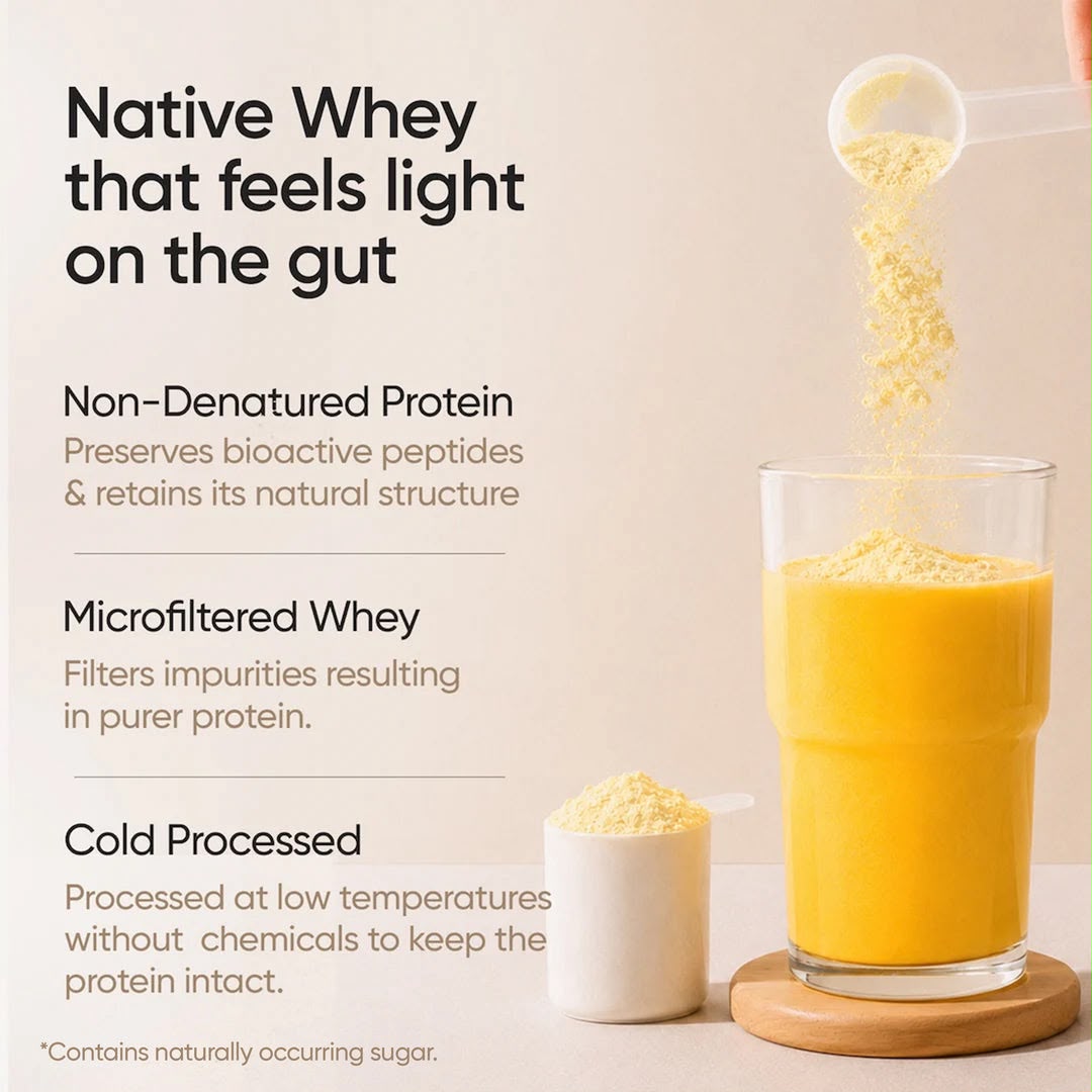 Well-Being Whey Protein Isolate + Concentrate 24g | 1kg | 4B CFU Probiotics | Mango Flavoured