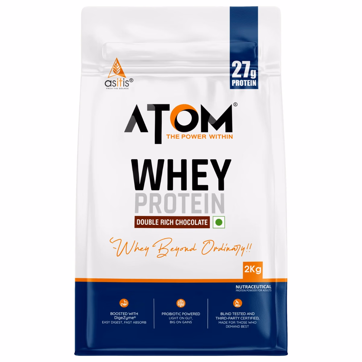 AS IT IS ATOM WHEY 2kg WITH 27GM PROTEIN